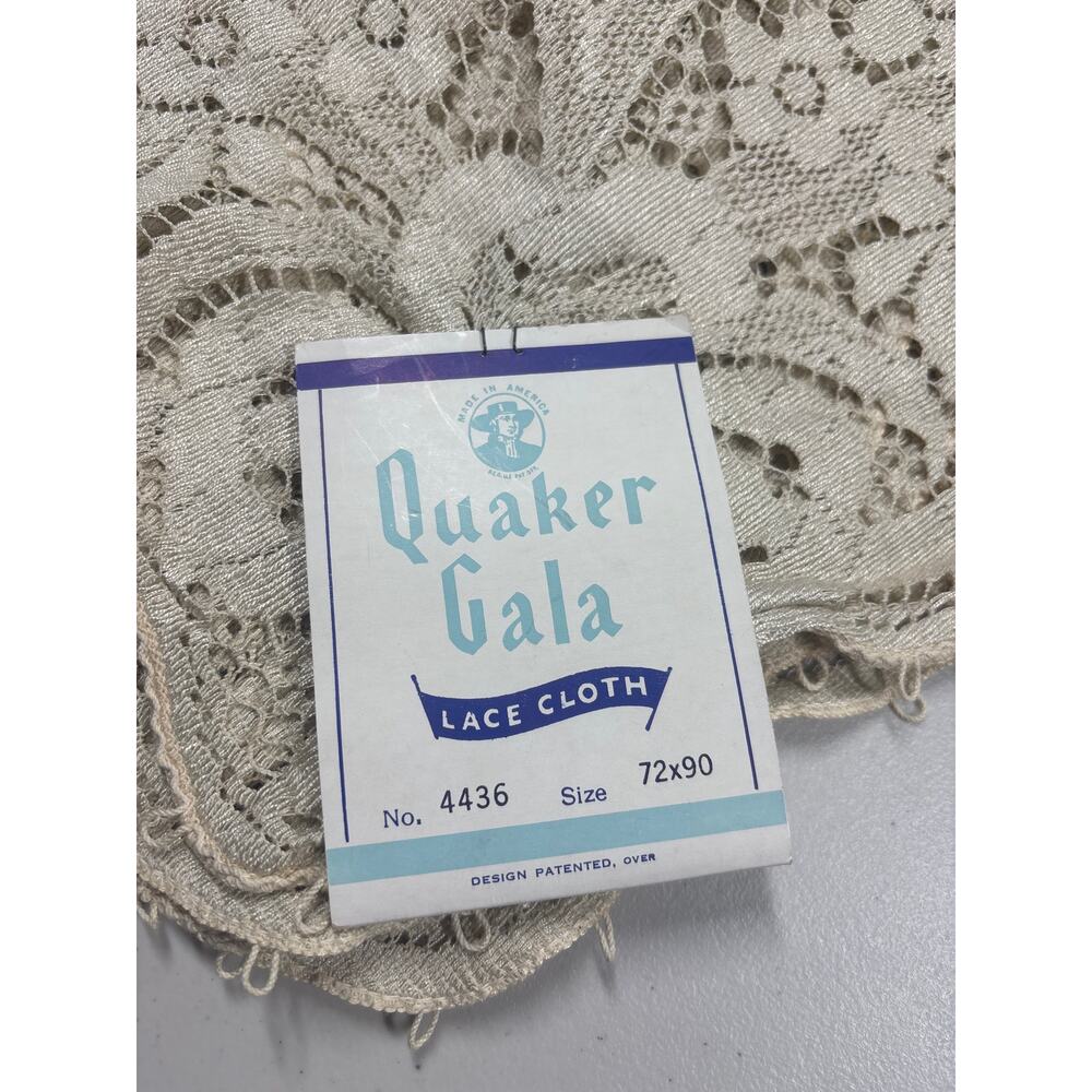 Vintage Quaker Gala Lace Tablecloth 72x90 Ecru Egyptian Festival Rectangle 4436 - Picture 2 of 5